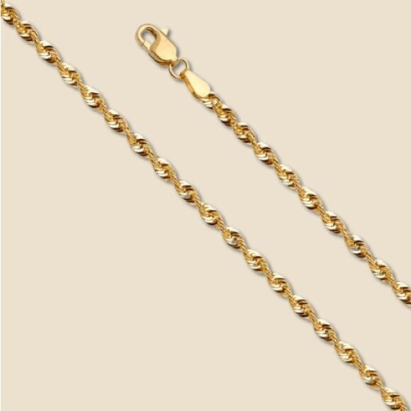14K Real Gold 2.5mm French Hollow Rope Chain Necklace | 24” | Classic Design - Picture 1 of 1